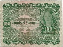 100 korona kronen 1922 Ausztria Magyarország 3.
