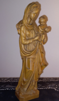 "Szűz Mária kis Jézussal ".Fafaragás, fából faragott figura,szobor, vallási kegytárgy.