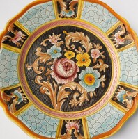 Deruta vintage olasz kézzel festett kerámia tál - peremén sérült