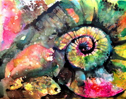 Water world II- mixed media painting / Vízi világ II- vegyestechnika festmény