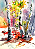 Autumn forest -  watercolor painting - Őszi erdő -akvarell festmény