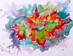 Autum leaves-  watercolor painting - Őszi levelek -akvarell festmény
