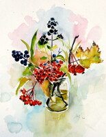 Autumn still life IV -  watercolor painting -Őszi csendélet IV-akvarell festmény