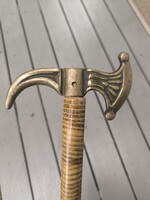 Réz bronz fejü fokos túra bot sétabot. Tulipán népi motívumokkal. Bànyàsz cserkész forma stílusú