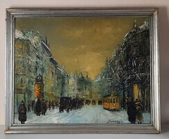 Szendrey: "Utcakép villamossal" , festmény