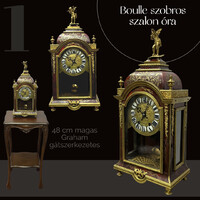 48 cm magas  Boulle szalon óra -  szobros antik francia Graham gátszerkezetes