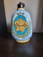 Ritka Katonai Emléktárgy! Habán Stílusú Pálinkás Kulacs – I. BKK (Budapest)