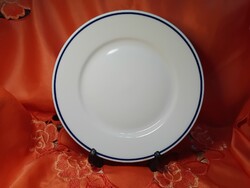Retró Zsolnay mélykék csíkos nagy kerek kínáló tál,  tányér