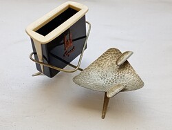 Retro iparművészeti hamutál és cigaretta tartó Szeged fém - bakelit 1960as évek emléktárgy