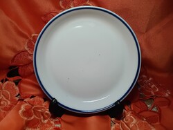 Retró Zsolnay mélykék csíkos porcelán sütis tányér
