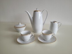 Retro Bohemia Czechoslovak Porcelain 2-Person Coffee Set with Gold Stripes Mid Century