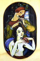 XX. sz. első fele magyar festő: "A FODRÁSZNÁL"