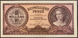 1 000 000 000 (egymilliárd) Pengő 1946 P-125 UNC bankjegy