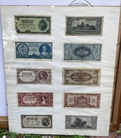 Régi Pengő sorozat inflációs 4 táblában, keretezve 20 címlet 40 bankjegy