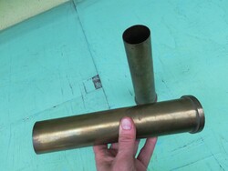 Háborús lőszer hüvely 2 db félkész páncéltörő lövedék hüvely gyártás közbeni állapot töltényhüvely