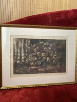 BLAHOS RUDOLF (1917-1986) - TAVASZI VIRÁGOK -  NÍVÓS, SZÍNEZETT RÉZKARC VIRÁGCSENDÉLET