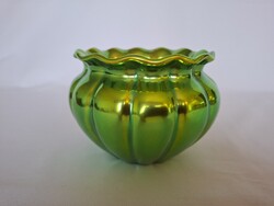 Zsolnay Eozin gerezdes kaspó, nagyon szép állapotban! (25. 306)