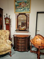 Szép állapotú fiókos komód tükörrel , 5 fiókos 2 ajtós előszoba szekrény + tükör