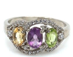 58 as Valodi Citrin Ametiszt Peridot 925 Ezust Gyuru