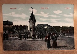 Győr Színház Rába-híd képeslap képes levelezőlap 1911 május
