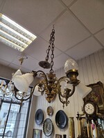 Art Nouveau Copper Crystal Chandelier