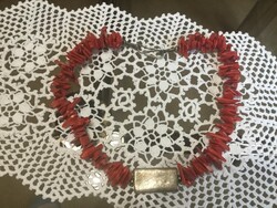 Coral necklace with silver
