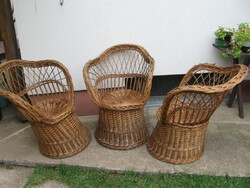 Fonott nád fotel garnitúra 3 db-os