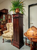 Huge colonial-style wooden flower stand, plant holder, shelving two-door cabinet