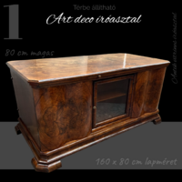 Antik art deco vitrines, térbe állítható íróasztal