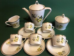 15 db-os,aranszegélyes Hollóházi porcelán mokkás készlet.