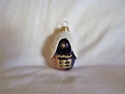 RETRÓ STÍLUSÚ ÜVEG KARÁCSONYFADÍSZ - "HAVAS HÁZIKÓ"!