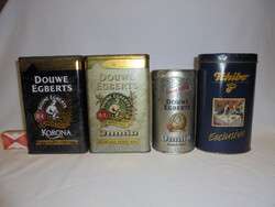 Négy darab retro különböző kávés lemezdoboz - együtt