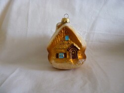 RETRÓ STÍLUSÚ ÜVEG KARÁCSONYFADÍSZ - "HAVAS HÁZIKÓ"!