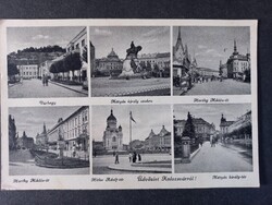 Régi képeslap Üdvözlet Kolozsvárról! Horthy Miklós út, Hitler Adolf tér, Várhegy, Mátyás király tér