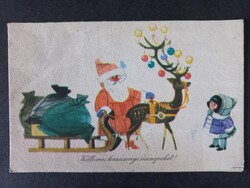 Régi grafikus rajzos képeslap Szilas Győző Kellemes  Karácsonyi Ünnepeket!