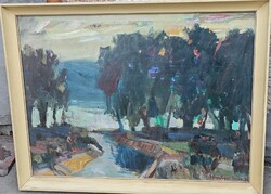 Somogyi Imre Alkonyat 1974 hibátlan képcsarnoki festmény