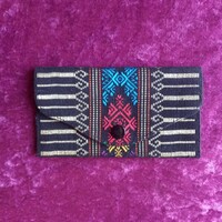 Retro szőttes anyagú pénztárca vagy kártya tartó - régi, nem használt