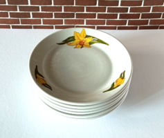 6 DB ALFÖLDI NÁRCISZ MINTÁS PORCELÁN SÜTIS,SZENDVICSES TÁNYÉR KÉSZLET