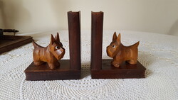 Faragott kutya figurás,könyvtámasz pár