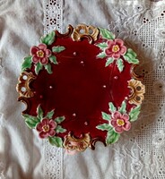 Znaim antik majolika áttört peremű falitányér