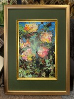 Csáky Lajos modern akril/ kréta festménye "A nyár emlékére" 2016 -os