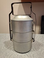 Régi, retró alumínium ételhordó, 3 részes