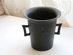 Antik vas mozsár törő nélkül öntöttvas 7 méret 14x14cm vasmozsár