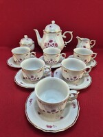 Hollóházi rózsaszín rózsa mintás teás készlet