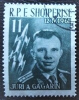 Al644p / Albánia 1962 Az első emberi űrrepülés "Vostok 1" bélyegsor záróértéke pecsételt