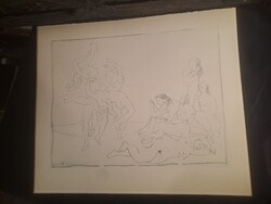 PABLO PICASSO : TÁNCOSNŐK LITOGRÁFIA 1954  VÍZJELES