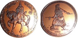 Régi FESZTY KÖRKÉP - ÁRPÁD VEZÉR / VERECKE ÚTJÁN EMLÉKÉRME bronz 42,5 mm a képek szerint
