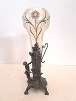 HIBÁTLAN! Antik szecessziós WMF Albert Köhler figuràlis üvegbetètes dísztàrgy