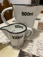 Zománcos, zománcozott mérőpohár mérőedény 2db együtt!