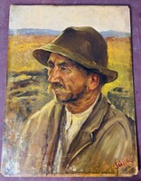 Suide - Kalapos Férfi - Olajfestmény